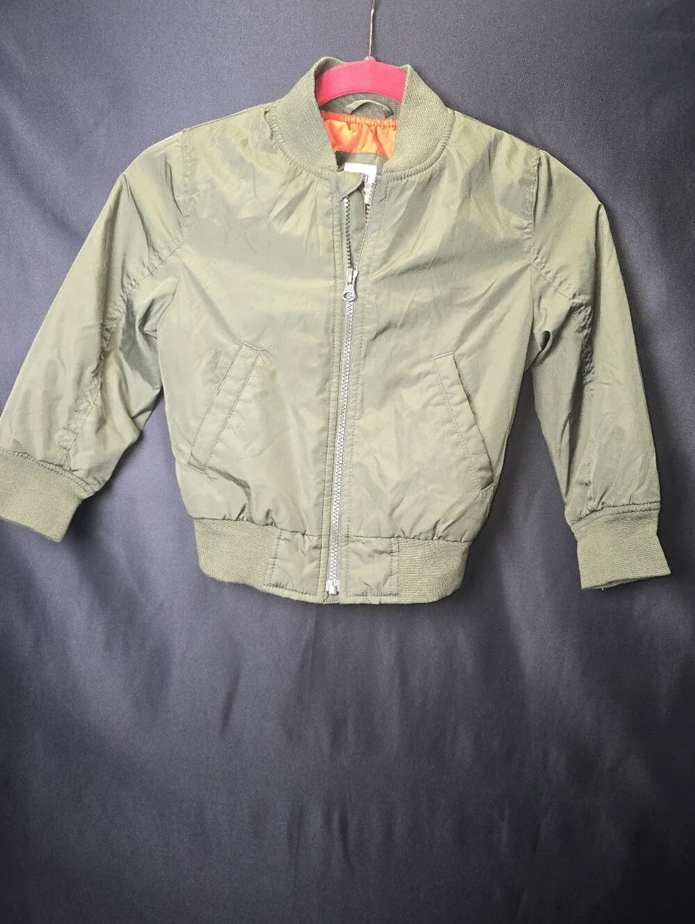 GAP Olive Green Kids Bomber Jacket with Orange Interior